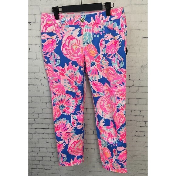 Lilly Pulitzer Sadie Crop Pants Size 6 Stretch Bennett Blue Bay Dreamin Chino N - Picture 3 of 12